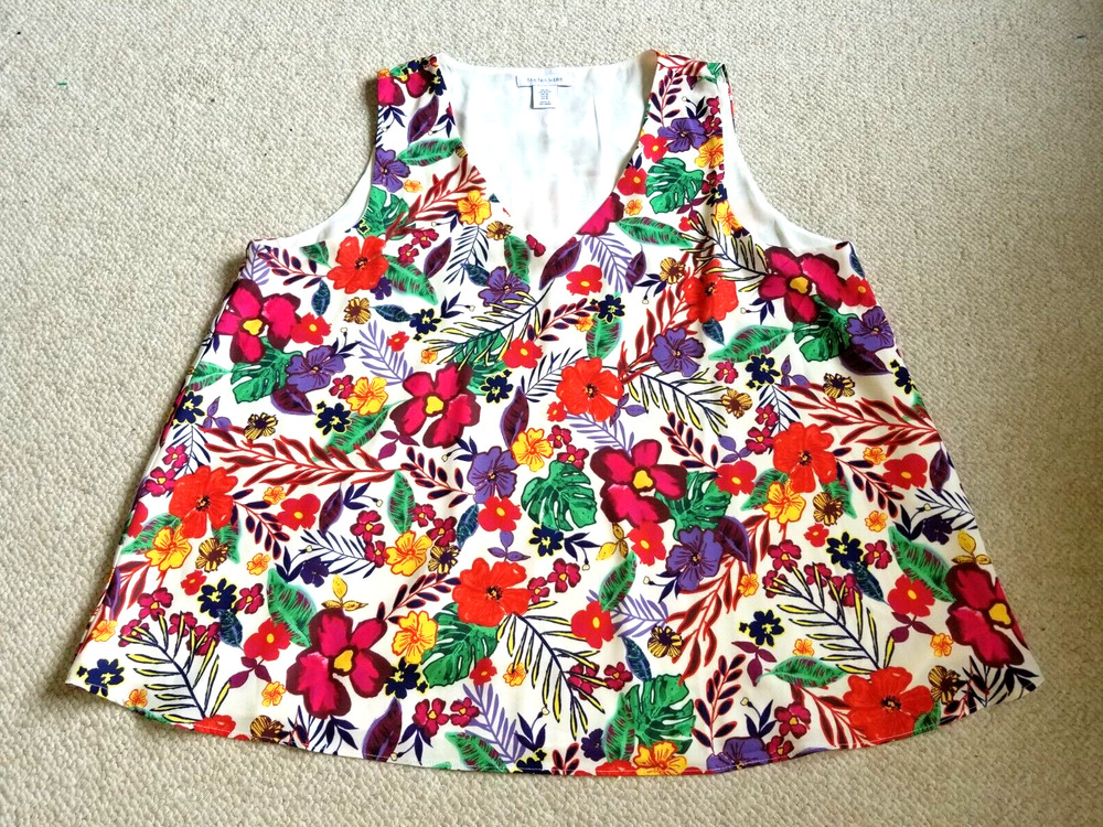 Womens Top-TABITHA WEBB-multicolor floral silky lined sleeveless-XL